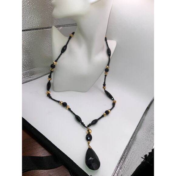 Louis Feraud Paris Vintage Black & Gold Beaded Necklace! - Picture 8 of 14